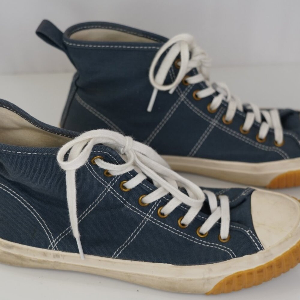 J crew blue canvas high top sneakers